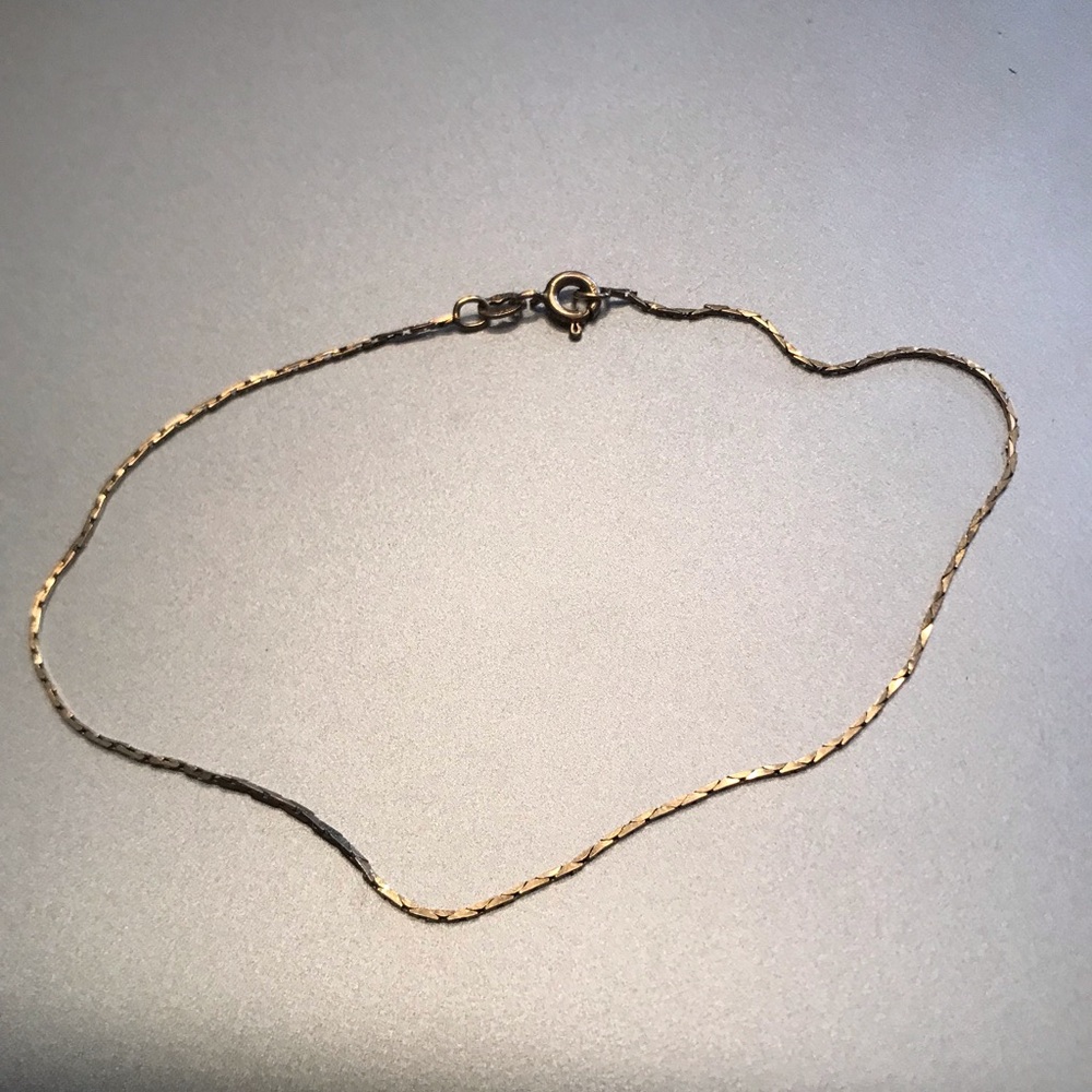 Vintage 14kt Yellow Gold Ankle Bracelet Marked Italy 8” Fine Link Chain
